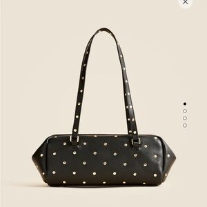 J. Crew Black and Gold Studded Shoulder Bag